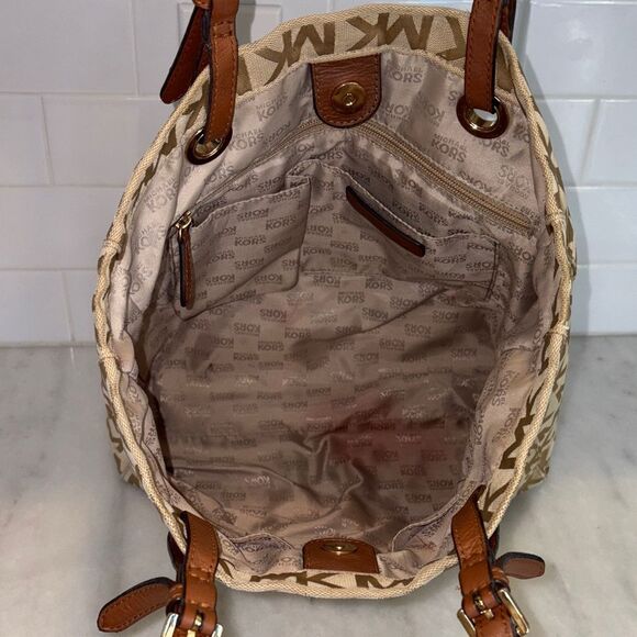 Michael Kors Bag Purse Handbag Signature Logo Shopper Tote Bag Pocketbook - Picture 12 of 16